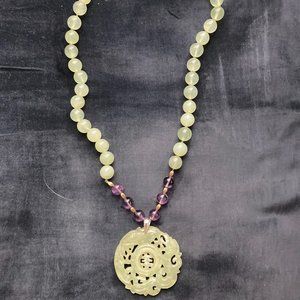 Carved Jade Medallion Necklace